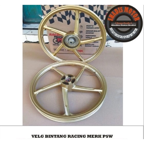 Velg Bintang Motor Merk PSW Ukuran 140/160 Ring 17 Motor Supra Fit New Warna Gold Velg Palang Motor 