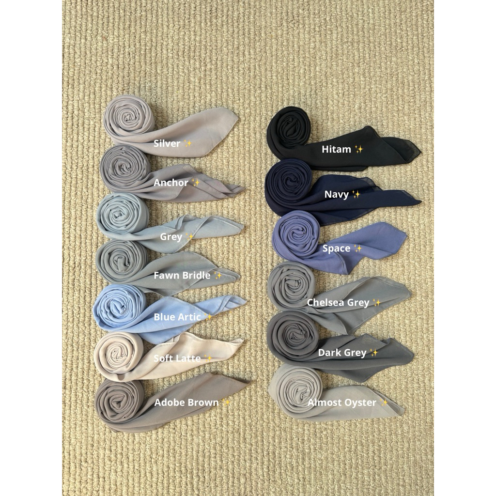 MICA - Hijab Basic Scarf | Cloudy Series | kerudung segi empat jahit tepi pollycotton premium 110x11
