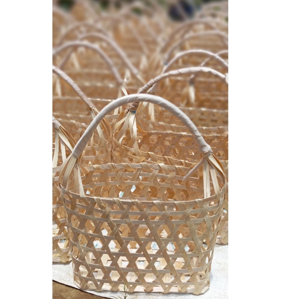 10 pcs Tas jingjing anyaman bambu Tas parsel wadah souvenir