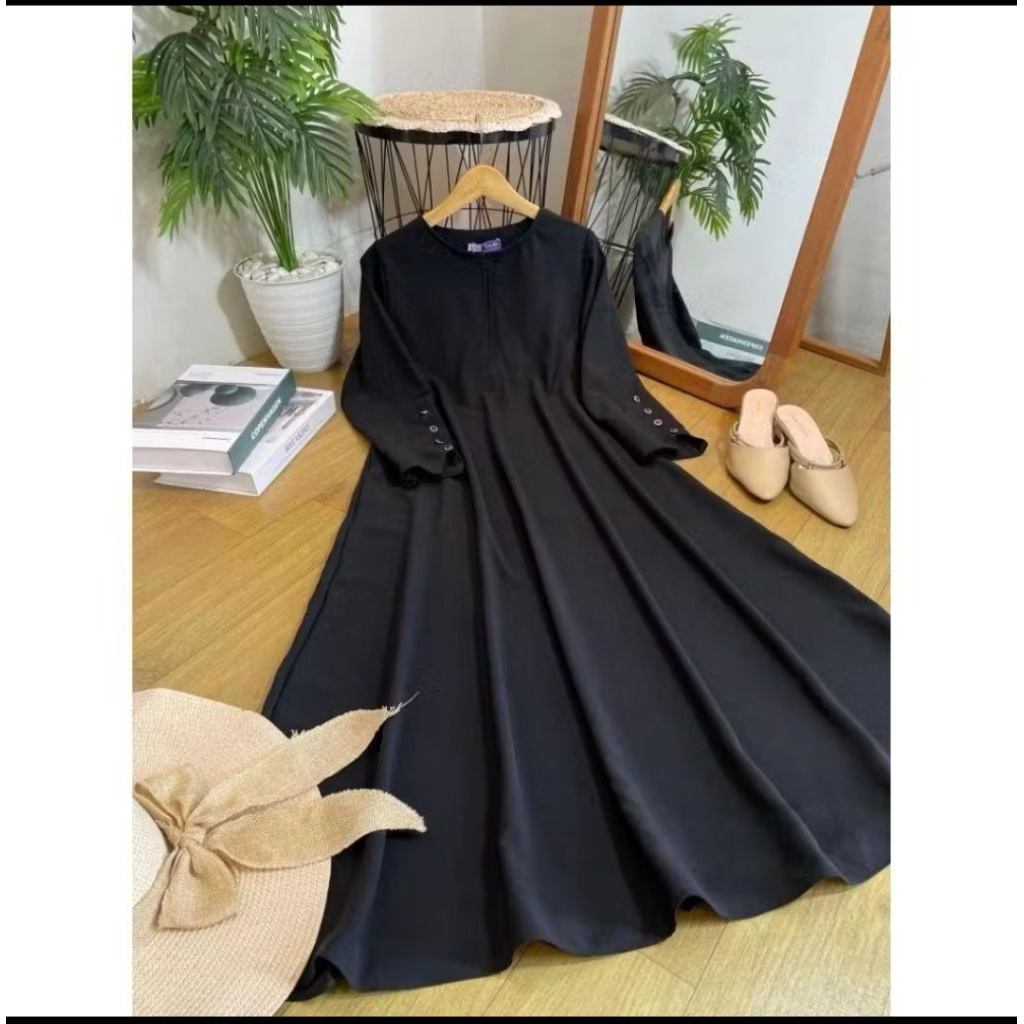 Abaya Bella Gamis Polos Sabrina Anti UV Variasi Resleting Depan