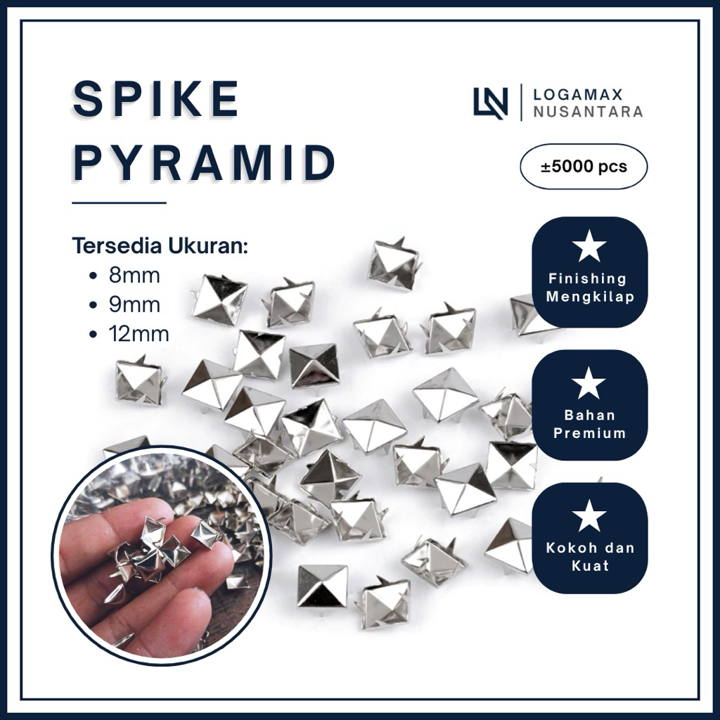 (±5.000 PCS) SPIKE PYRAMID / SPIKE PYRAMID PUNK / SPIKE PYRAMID SABUK / SPIKE PYRAMID JAKET / SILVER