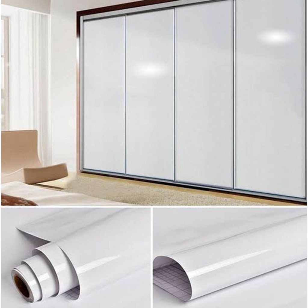 stiker lemari putih glosy/stiker vinyl.stiker meja/kayu