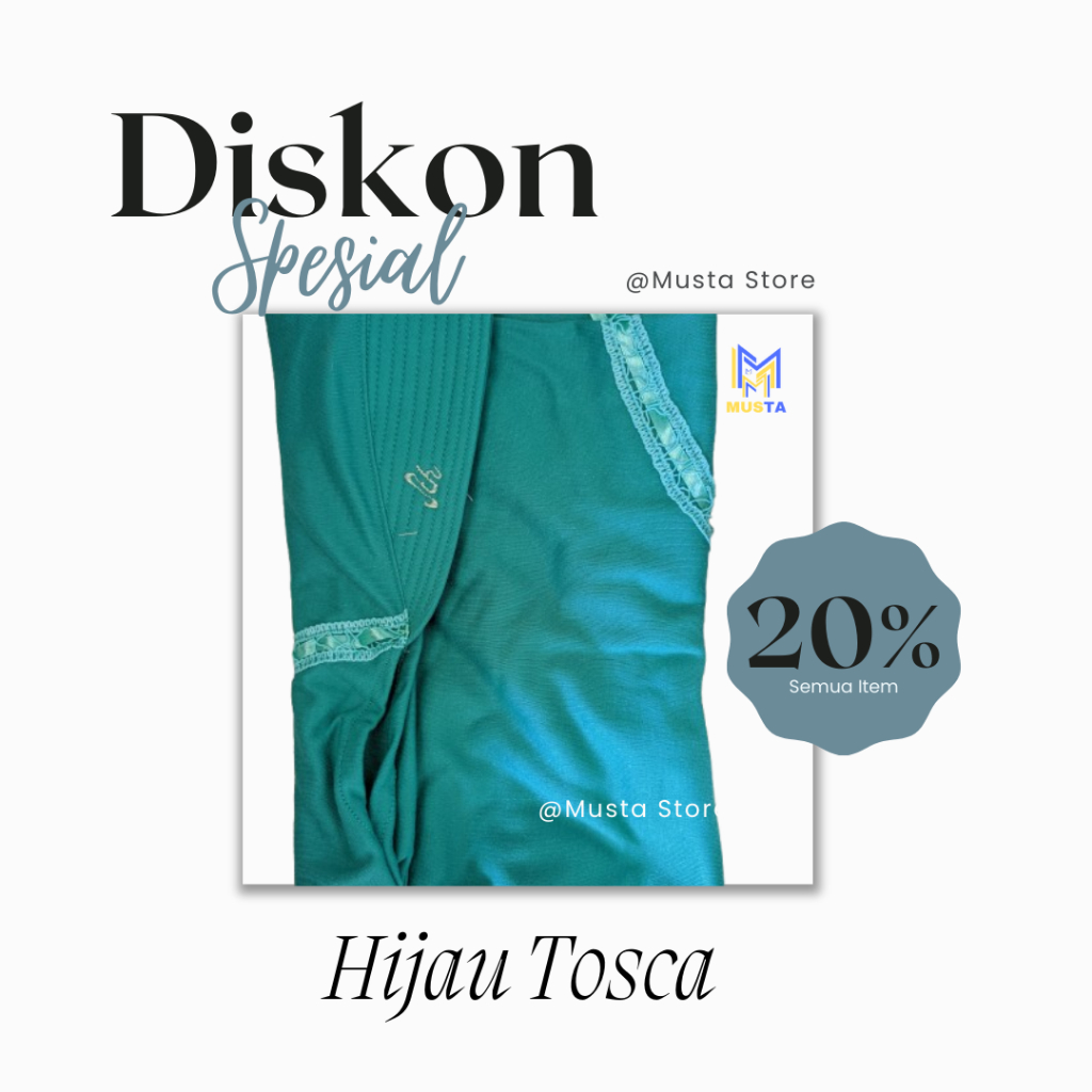 Hijab Sekolah / Kerudung Sekolah Warna Hijau Tosca - Serut Pita Samping TK SD SMP SMA