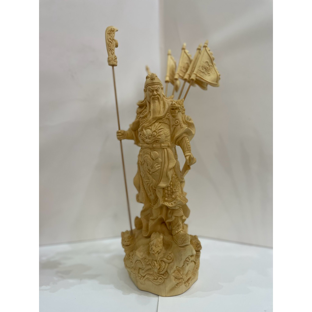 patung dewa kwankong berdiri 12in bahan kayu