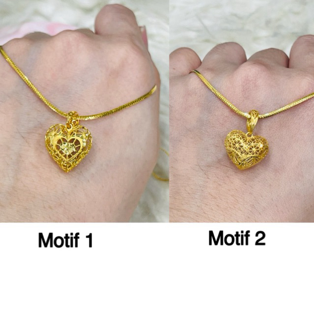 kalung with liontin love kerawang elegant mewah emas asli kadar 700