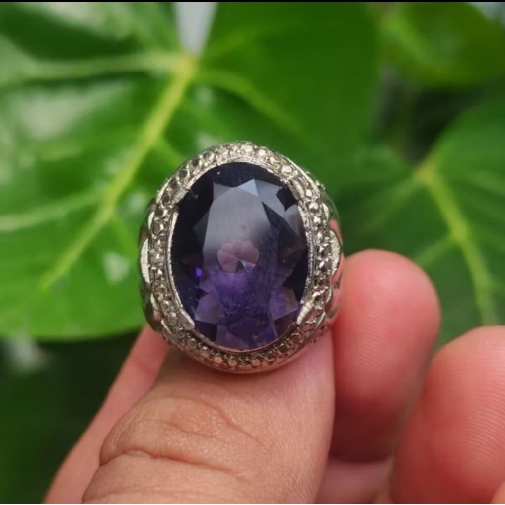 Cincin batu kecubung Kalimantan Cristal Natural