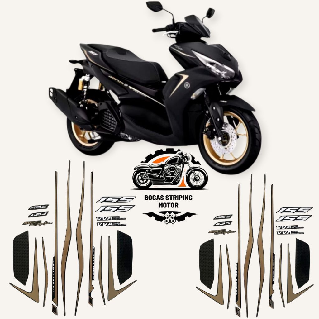 STIKER STRIPING MOTOR AEROX ABS 2021 2022 HITAM FULL BODY KIRI & KANAN BERKUALITAS TERBAIK