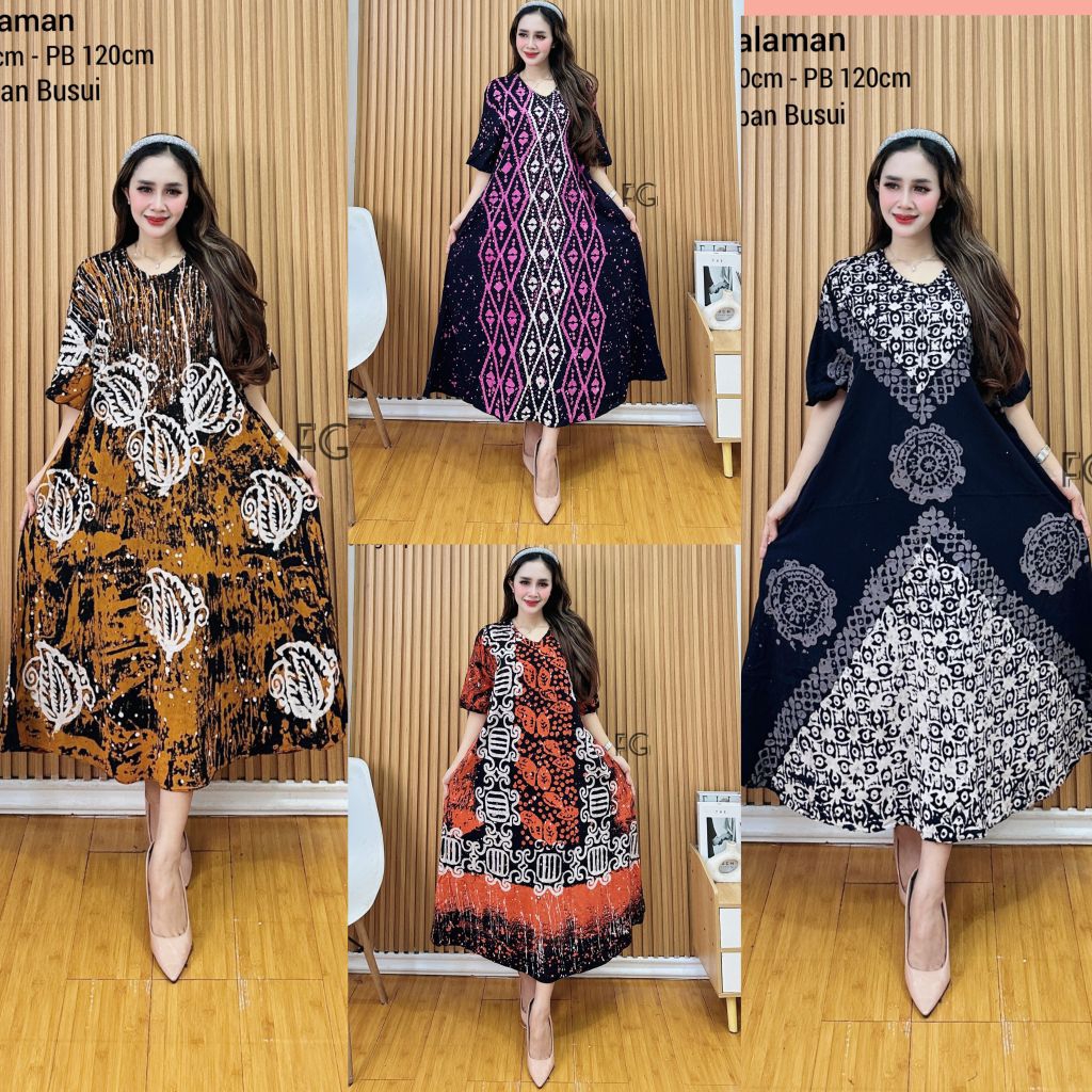 Promo - Daster jumbo modern terbaru bahan Twill Rayon Super Premium original viral lengan pendek Bat