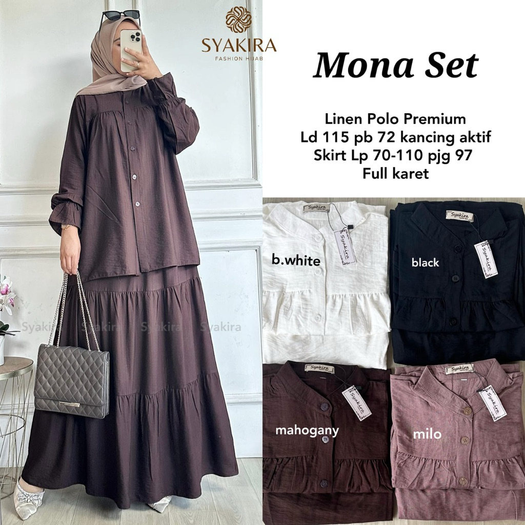 COD= NO CANCEL• Mona Set by Syakira• Setelan Rok Polos Adem Jatuh Best Seller