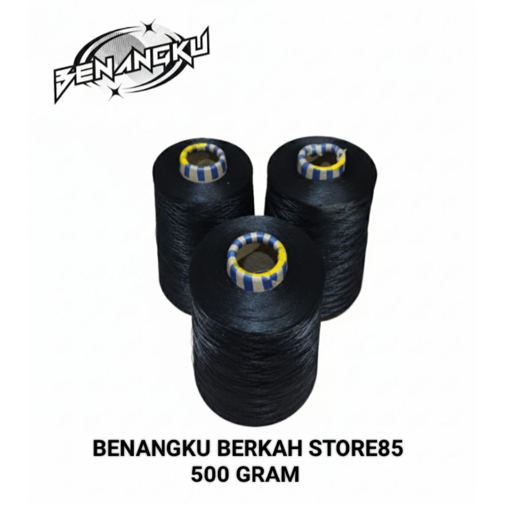 Benang Polyester Obras Hitam 1/2 Kg / Benang Obras Polyester Hitam 1/2 Kg ( 500 Gram )