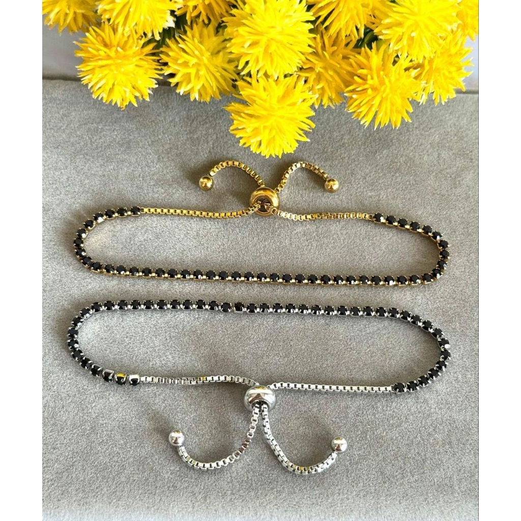 Gelang serut titanium mata hitam