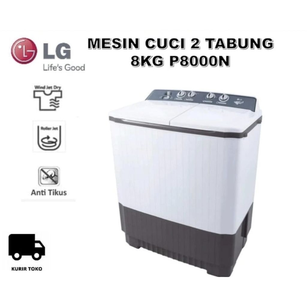 MESIN CUCI LG 2 TABUNG 8KG P 8000N