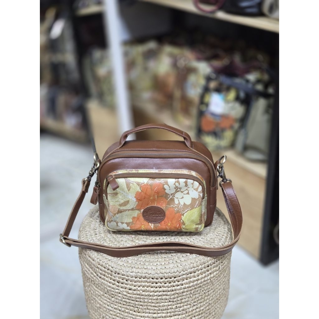 NEW OLIVE TAS KULIT WANITA ECOPRINT BY ANANTIO