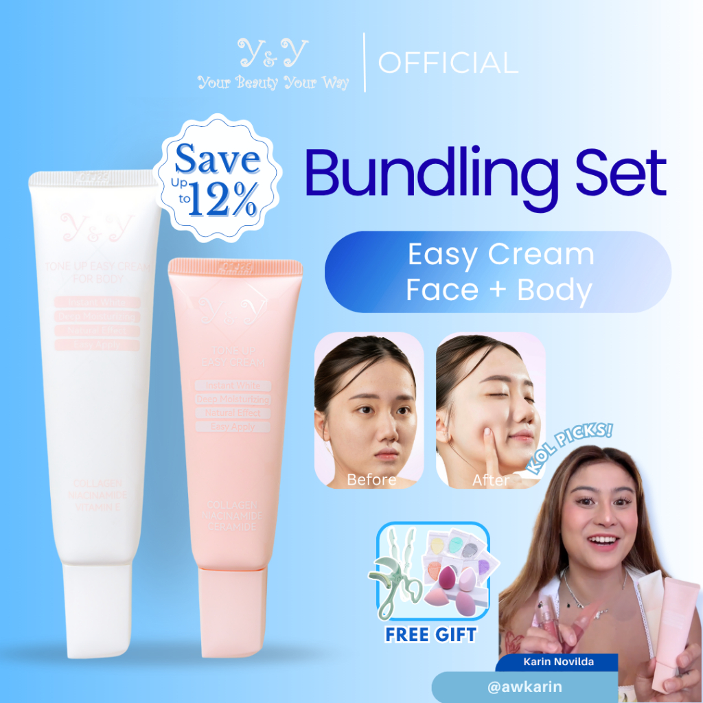 Y&Y ynybeauty 5X Ceramide Niacinamide Tone Up Easy Cream 30g + Hand Body Lotion 50g Krim Pemutih Pen