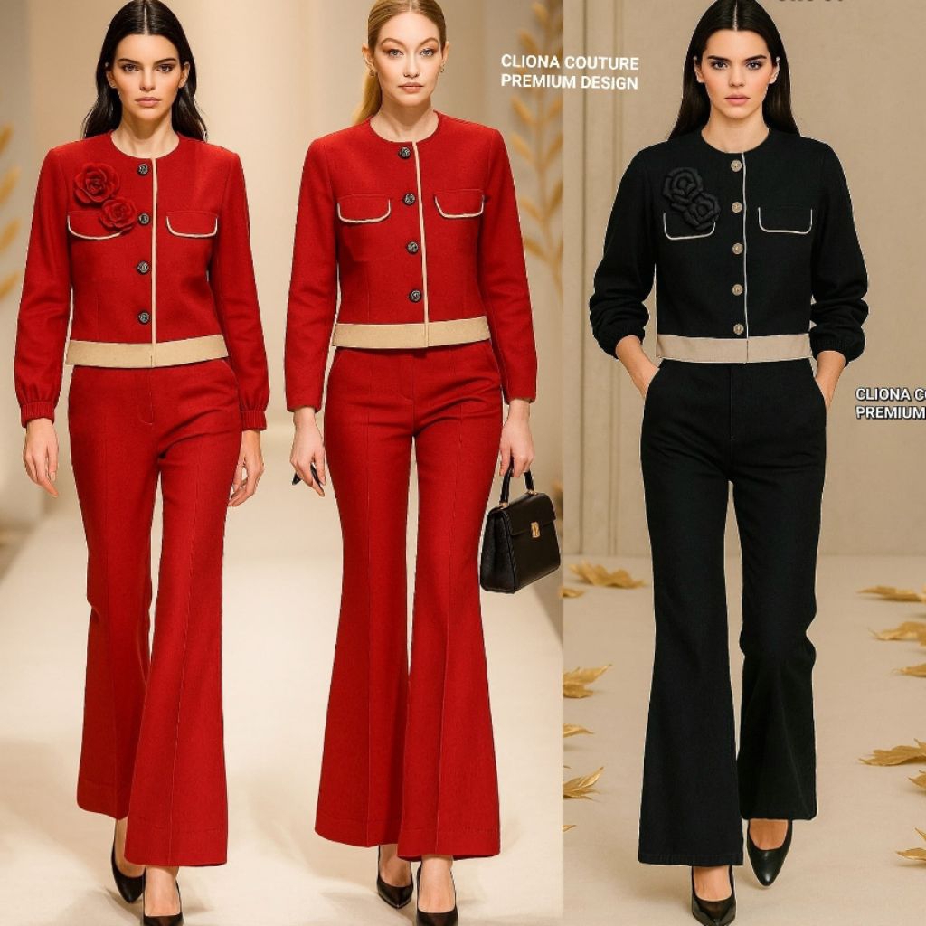 Cliona couture Premium Set Merah&hitam stretch&premium cutting