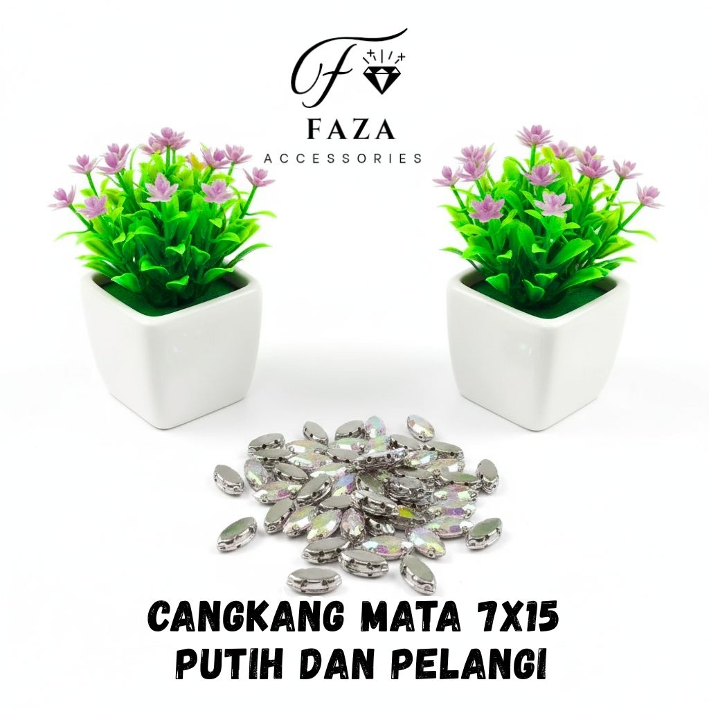 Cangkang Mata 7x15 Putih dan Pelangi / Mata Sampan / Diamond Mata / Cangkang Mata / Mata Sampan / Ca