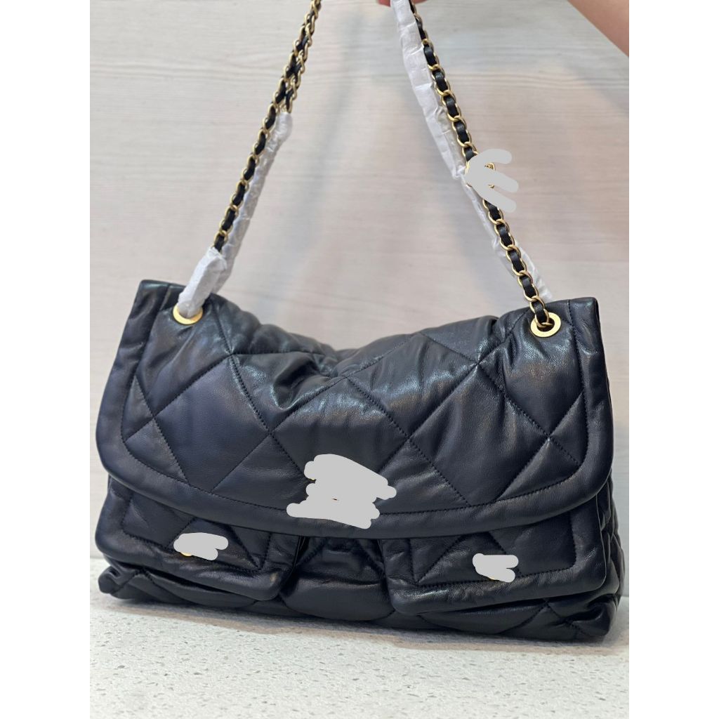 Tas CBNE wanita flap bag leather or denim GHW