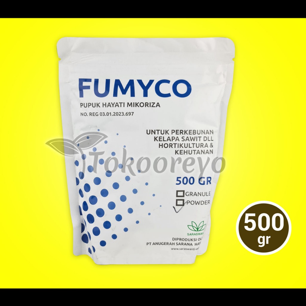 PUPUK FUMYCO POWDER 500 GRAM KEMASAN PABRIK HAYATI MIKORIZA JAMUR