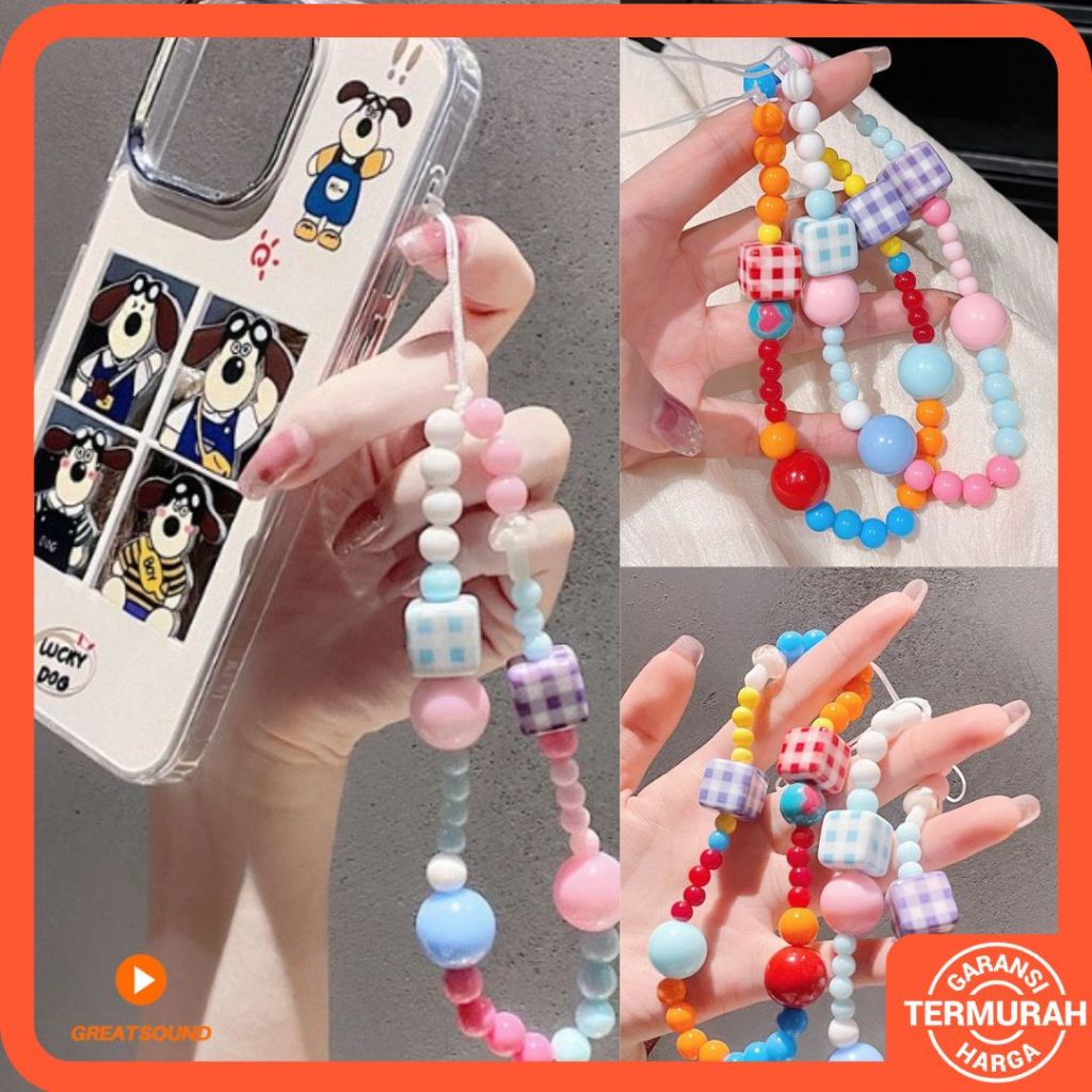 Strap Hp Candy Cube Phone Strap Tali Hp Manik Manik Gantungan Manik Manik Tali Gantungan Hp