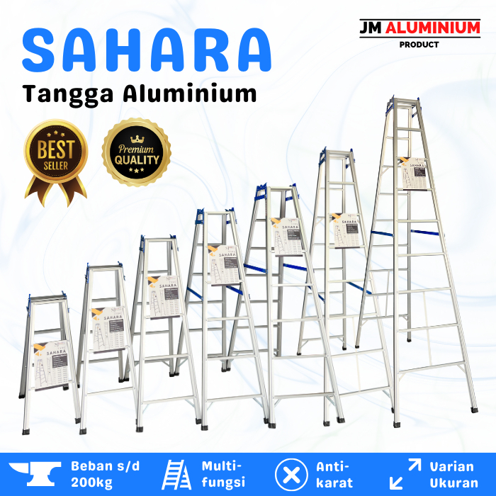 JM Aluminium - Tangga Aluminium SAHARA - Tangga Lipat Aluminium / Tangga Multifungsi JUMBO - HIJAU