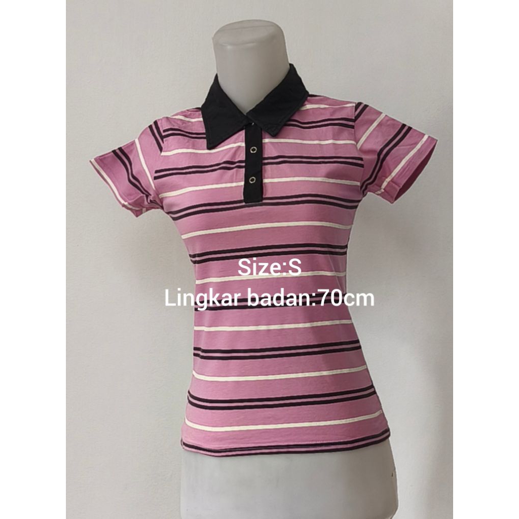 Kaos wanita salur ungu(Preloved)