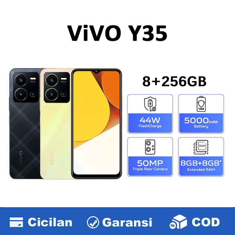 HP VIVO Y35 ram 8 256GB , 44W FlashCharge+5000mAh, Splash Waterproof, 50MP Camera