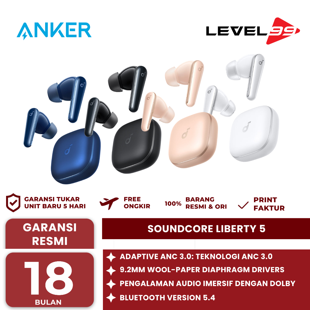 SOUNDCORE LIBERTY 5 ANC BY ANKER NOISE-CANCELLING WIRELESS EARBUDS - A3957
