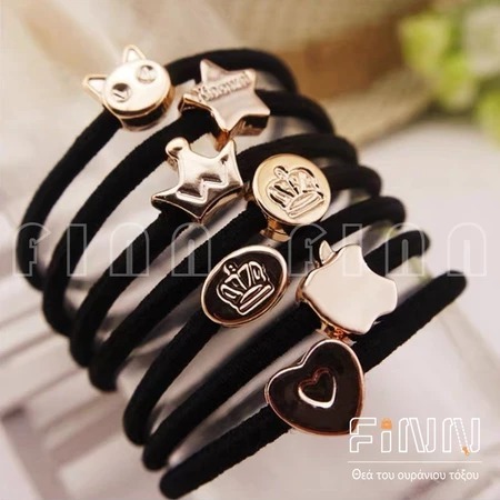 JH 10 PCS Ikat Rambut Hitam Wanita Polos Iket Rambut Karet Gelang Body Jewerly Kunciran Rambut Motif