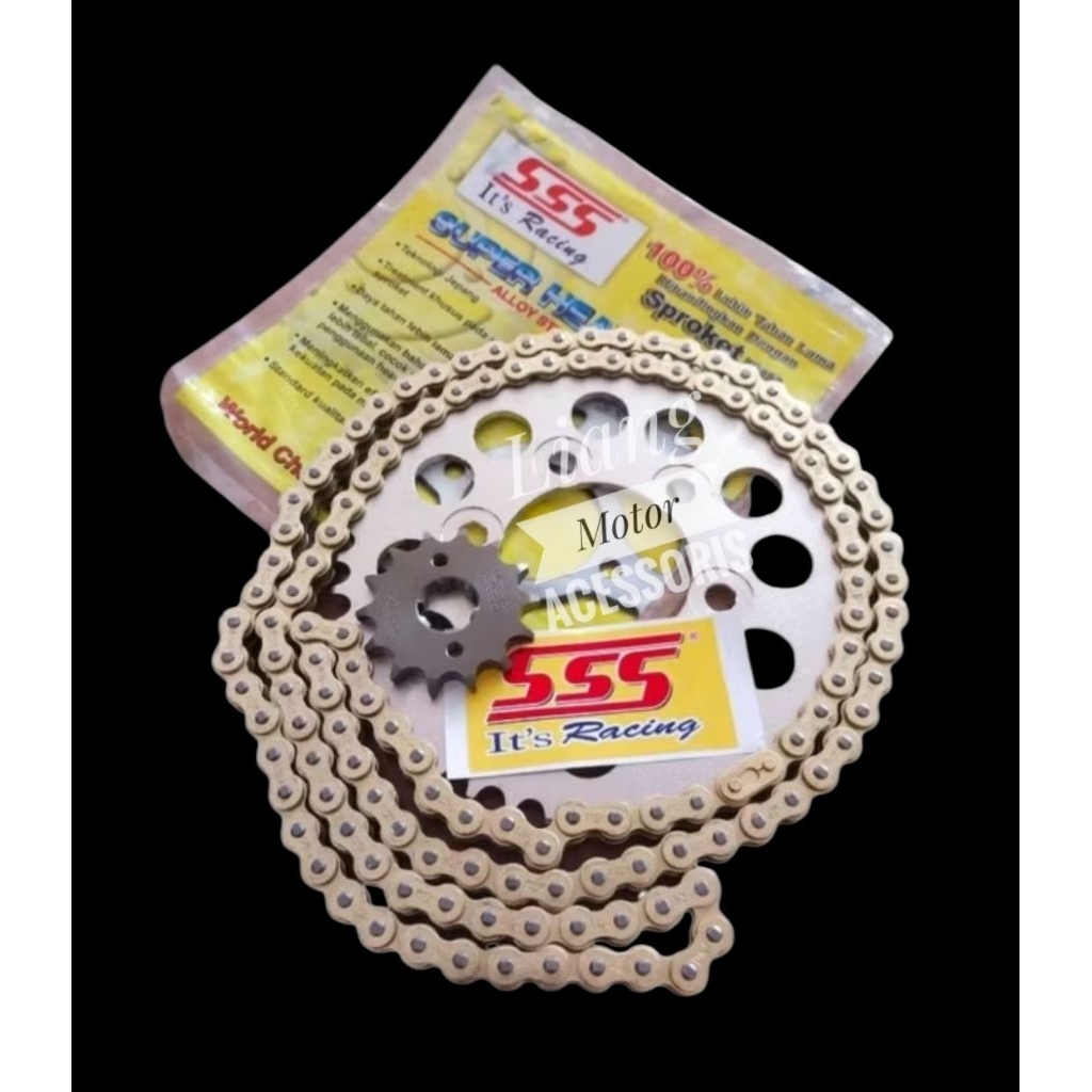 Gear Set SSS 428 Rantai Gold - Honda Mega Pro Tiger Verza GL Pro Max CB 150 R CBR 150 Sonic Supra GT