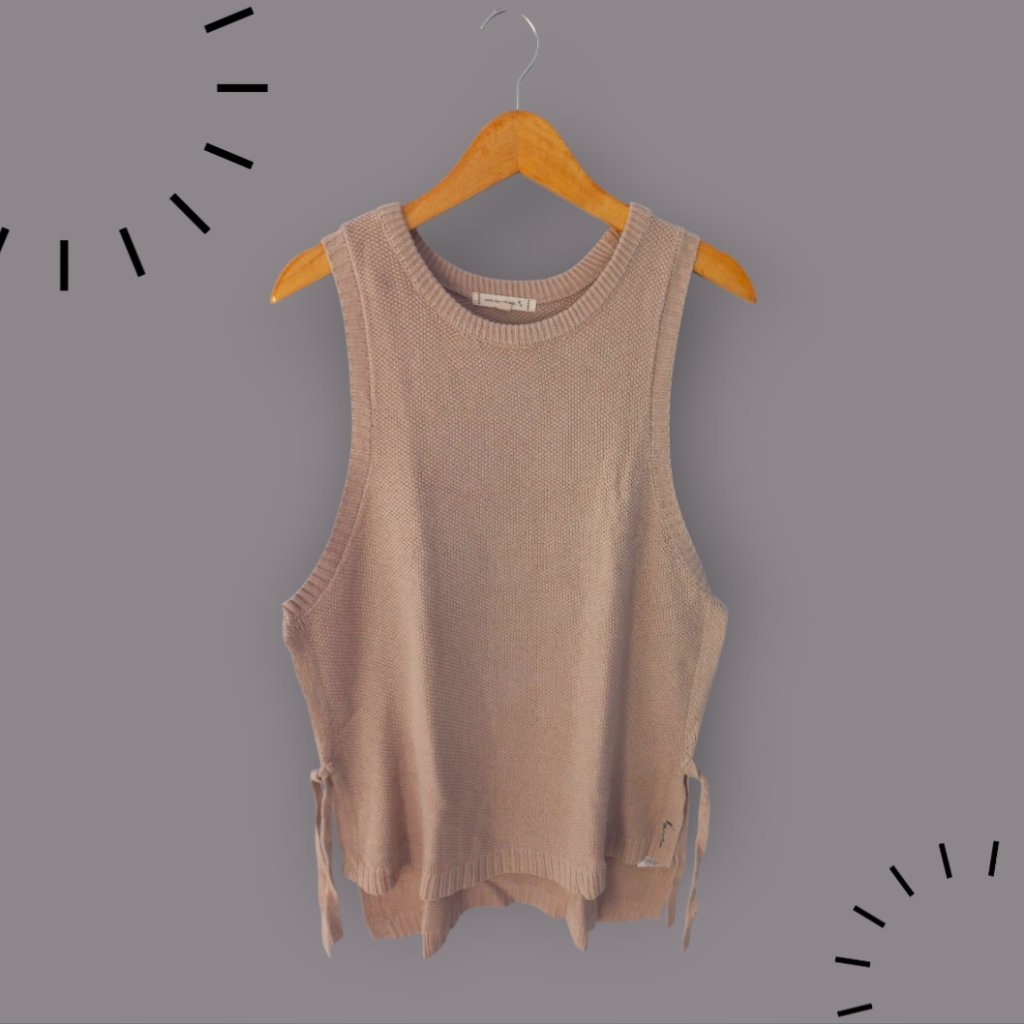 Vest Rajut Tali Samping Mocca Polos