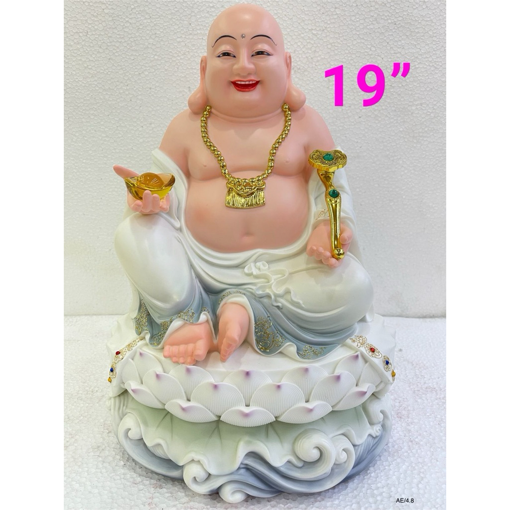 patung Buddha milefo - maitreya bahan semi keramik 19in