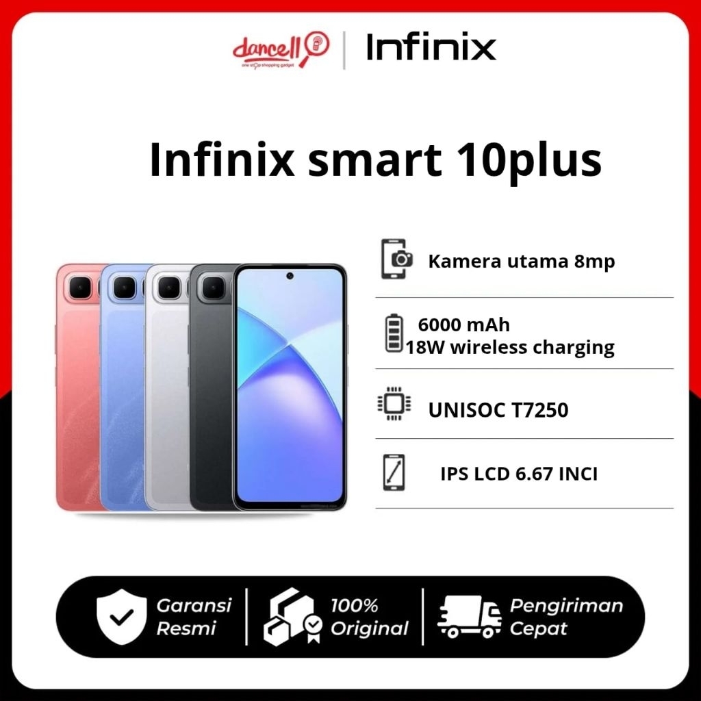 Infinix Smart 10 Plus | RAM Besar | Baterai Awet | Desain Elegan Titanium Silver | Kamera Jernih & L