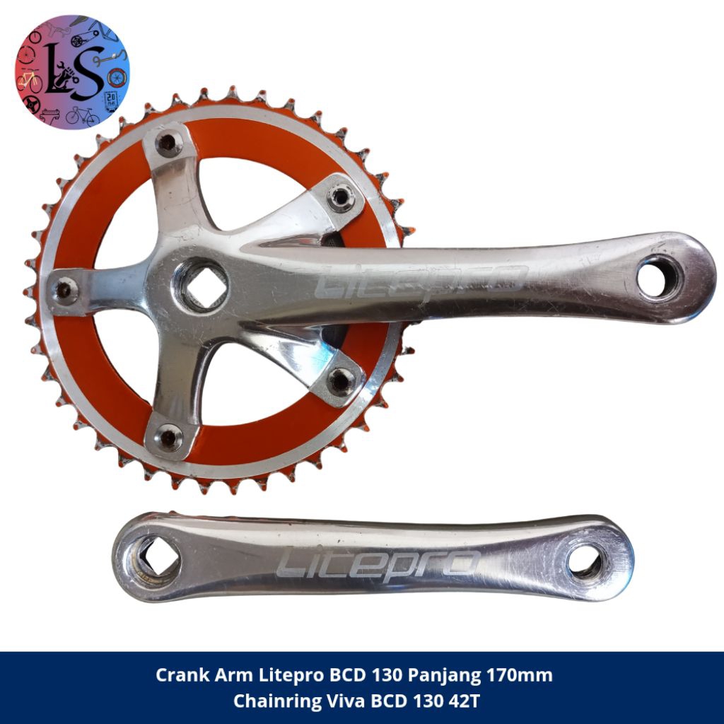 Crank Litepro Viva BCD 130 Chainring 42T Single Speed Fixie Doltrap/ MTB / Lipat / Roadbike