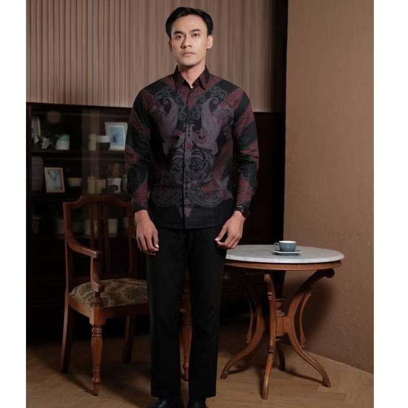 DONOROJO Atasan Kemeja Baju Batik Pria Slimfit  Lengan panjng Lapis Puring