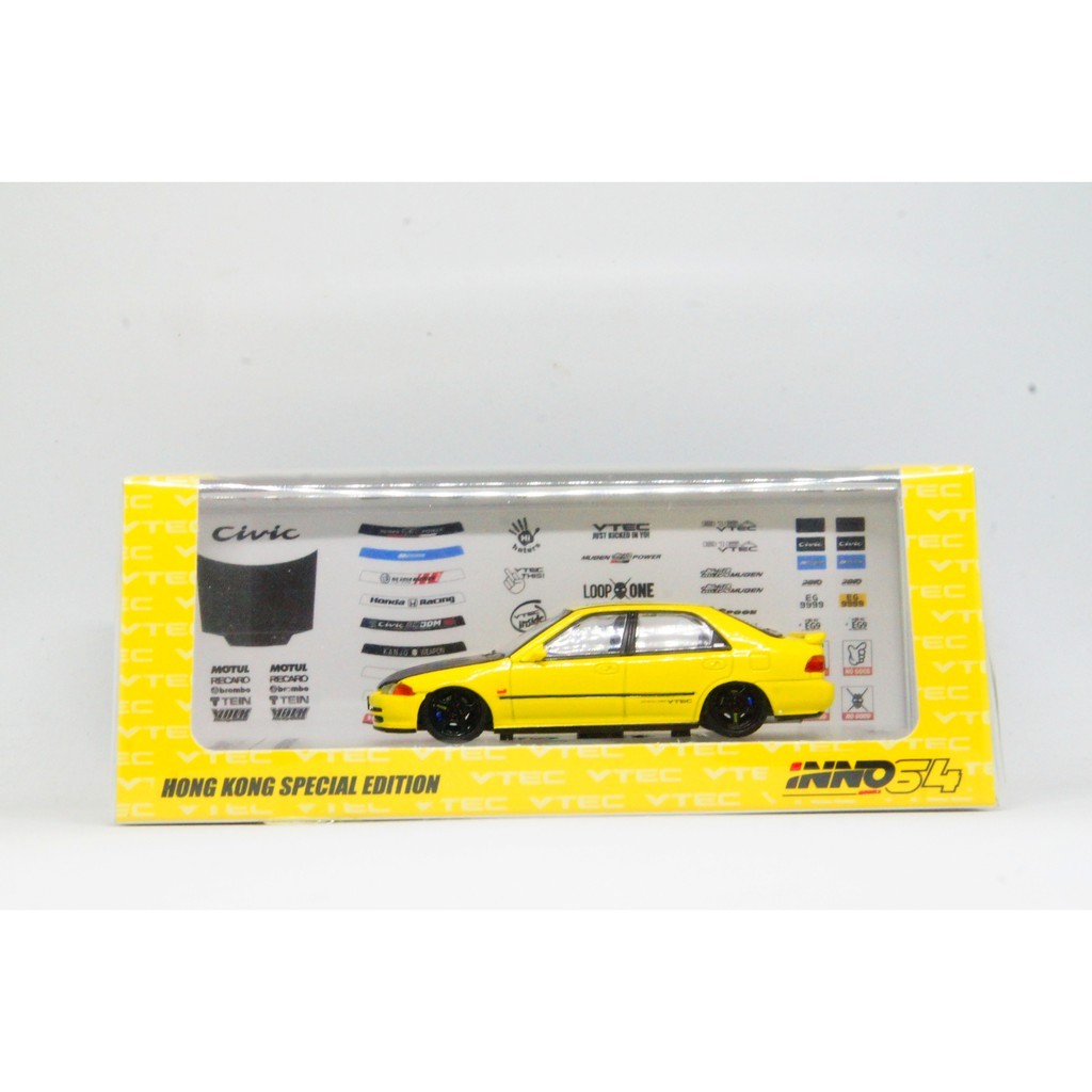 INNO64 HONDA CIVIC FERIO YELLOW HONGKONG SPECIAL EDITION KUNING JDM MOBIL DIECAST KOLEKTOR MAINAN AN