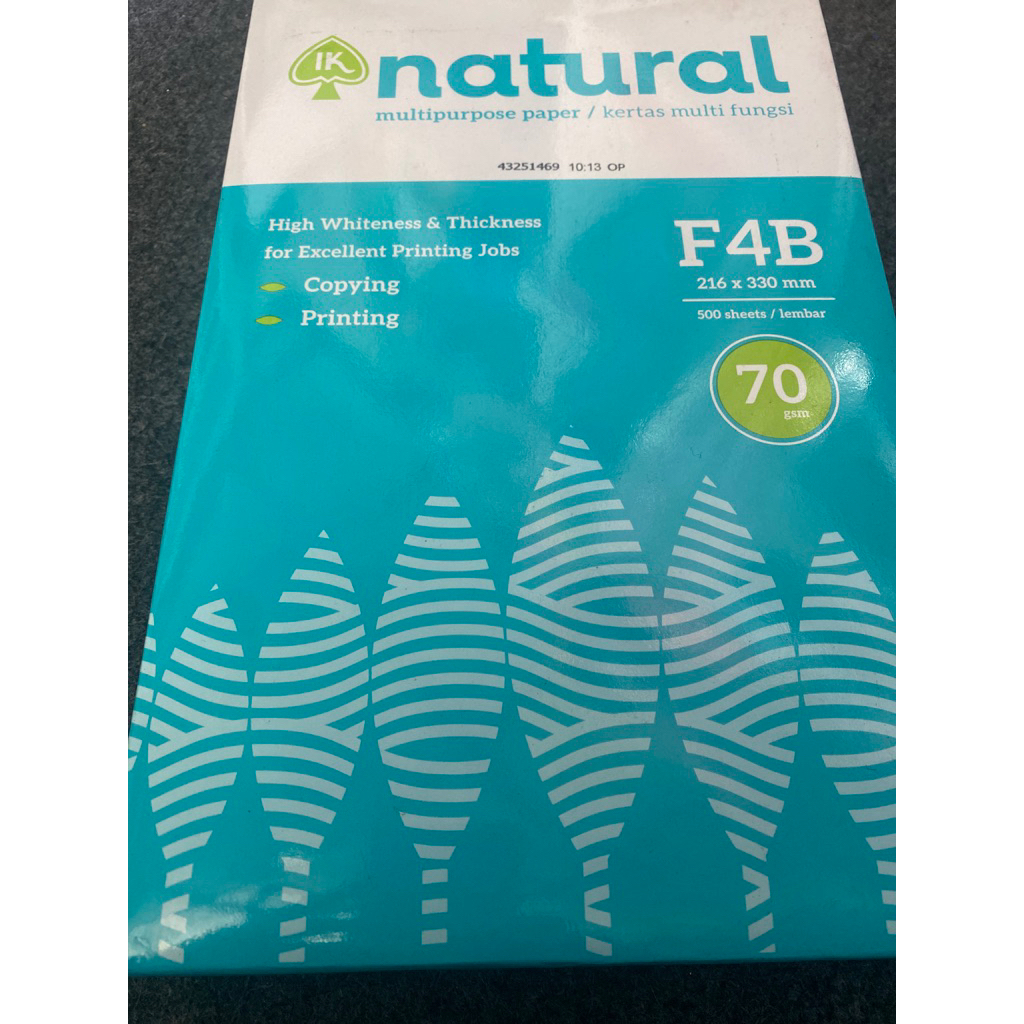 KERTAS HVS NATURAL F4B 216x330 MM 500LEMBAR 70GSM