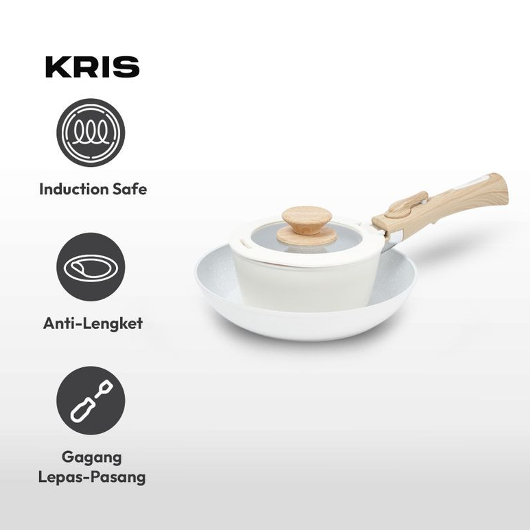 KRIS Valerie Set Wajan Penggorengan & Panci Saucepan Detachable