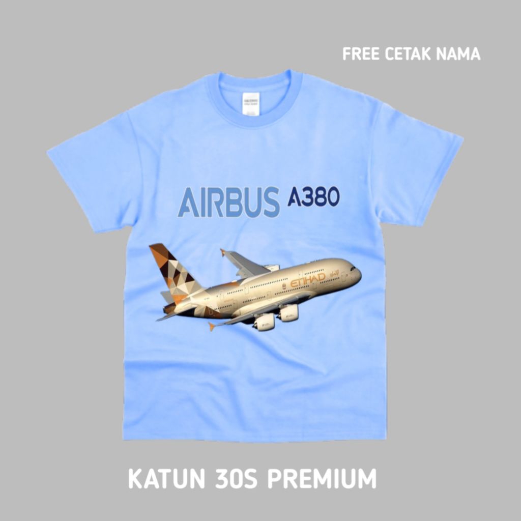 Baju Kaos Anak Motif Pesawat Air Bus A380 Etihad Airways
