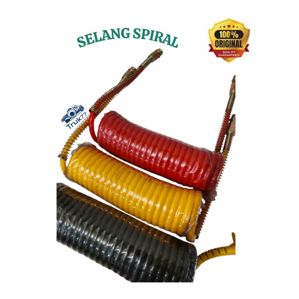 Selang Spiral Trailer / Selang Spiral Rem Angin Truk – Kuning Merah Hitam (Heavy Duty)