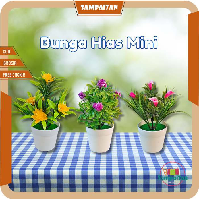 Bunga Hias Plastik Mini Dekorasi Rumah Bunga Hiasan Meja Kecil Artificial Flowers Palsu Kecil PBP15