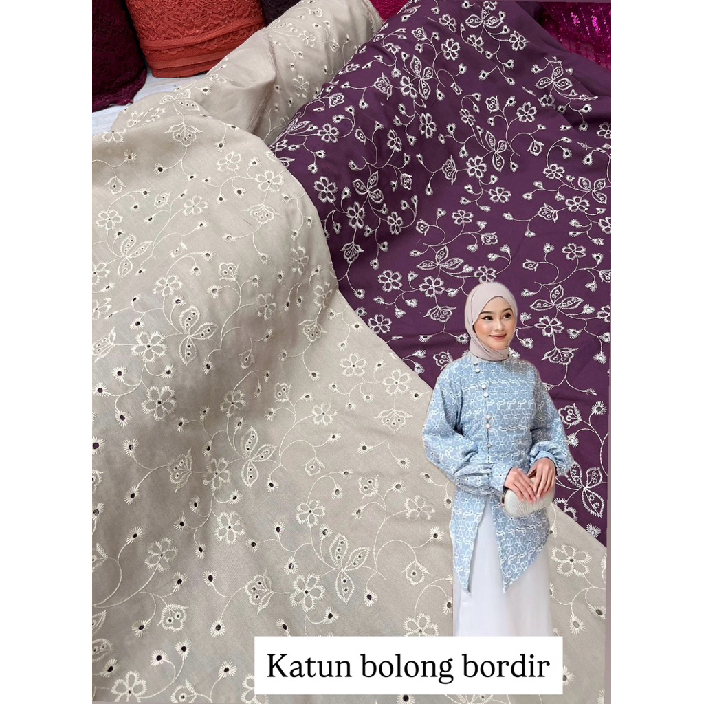 kain katun / kain katun bolong bordir / bahan katun bordir