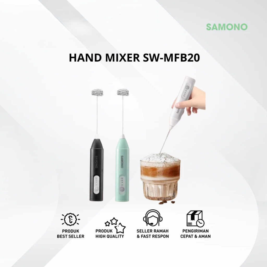 SAMONO WIRELESS MILK FROTHER 3 SPEED QUIET / MILK FROTHER SAMONO SW-MFB20 WG - PENGOCOK TELUR
