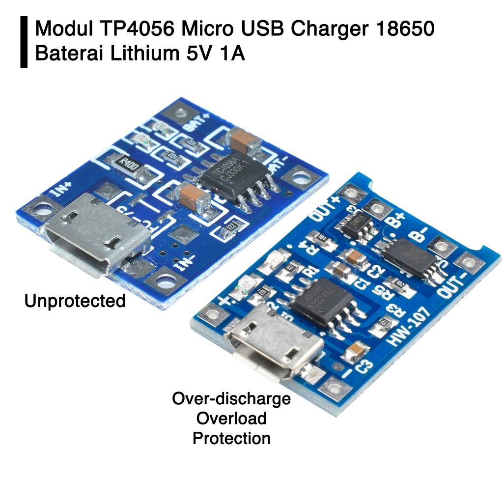 Modul TP4056 Micro USB Charger Cas Batre 18650 Baterai Lithium 5V 1A