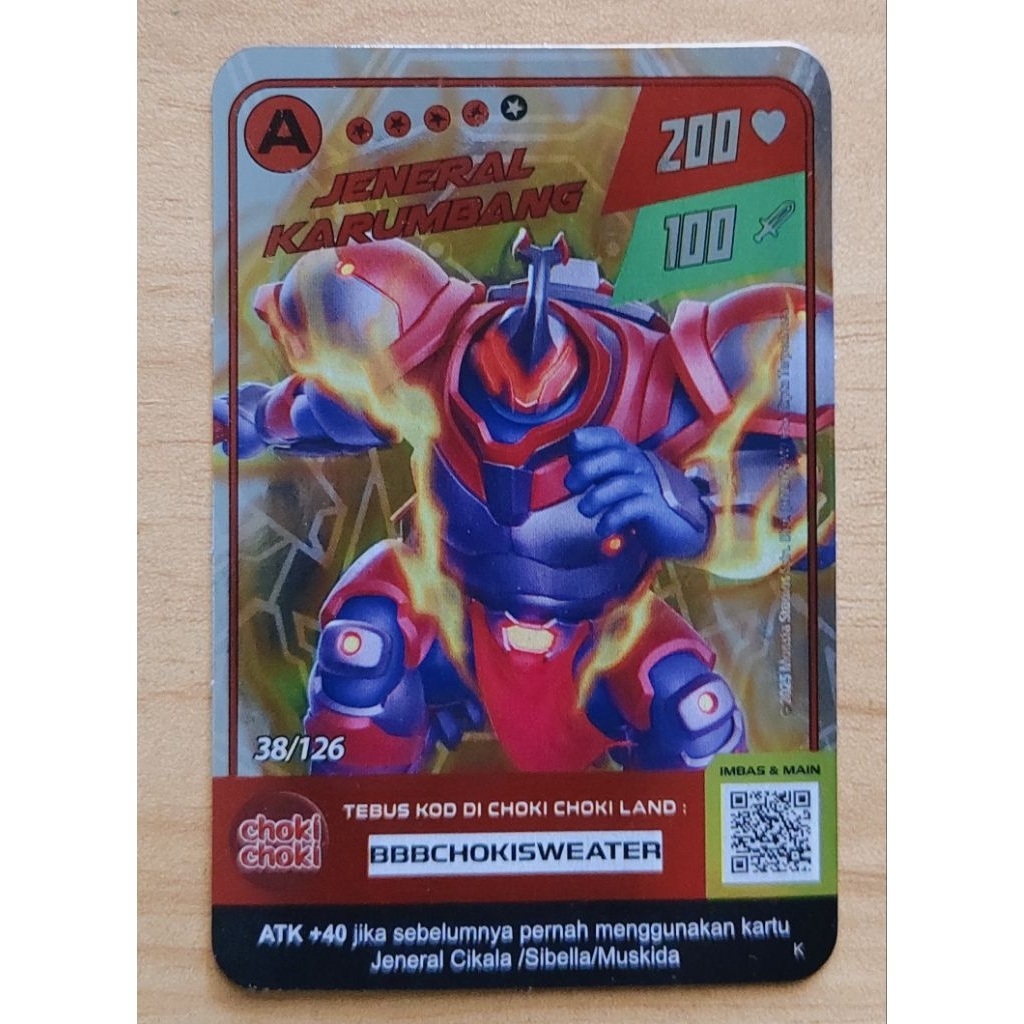 Kartu Choki-choki Boboiboy Jeneral Karumbang A 200