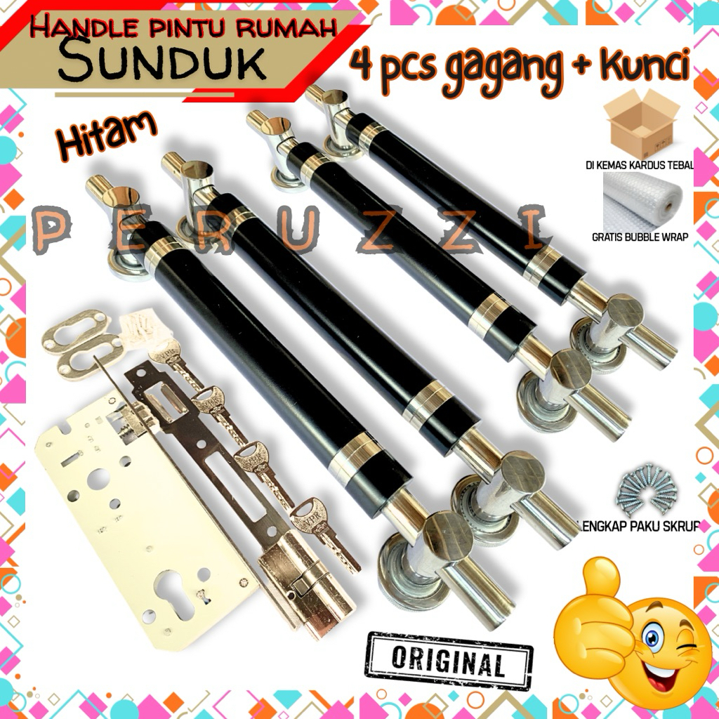 SUNDUK~LIST Handle Pintu Set Kunci 40 cm Gagang Pintu Rumah 2 Pintu 60 cm Handle Pintu Minimalis