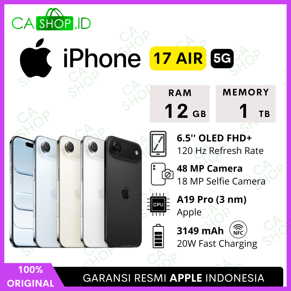 Apple iPhone 17 Air - 256GB 512GB 1TB - New Baru Original Garansi Resmi Indonesia GDN TAM