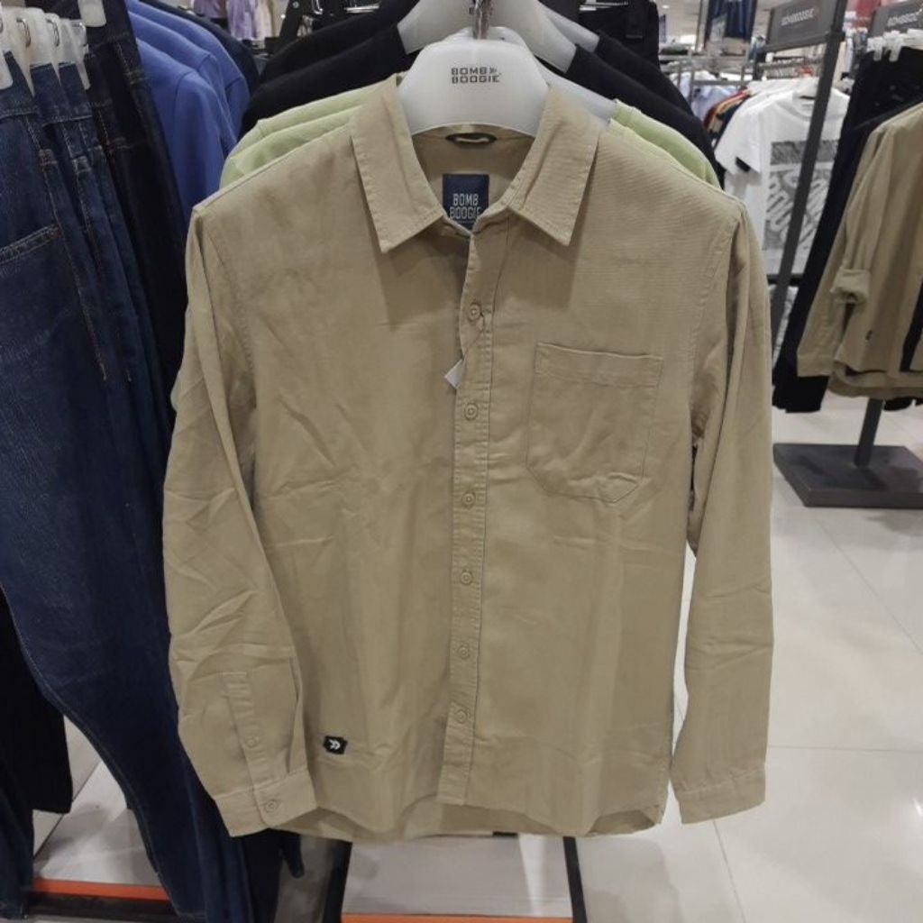 BOMBBOOGIE KEMEJA PANJANG PRIA KATUN REGULAR FIT ORI