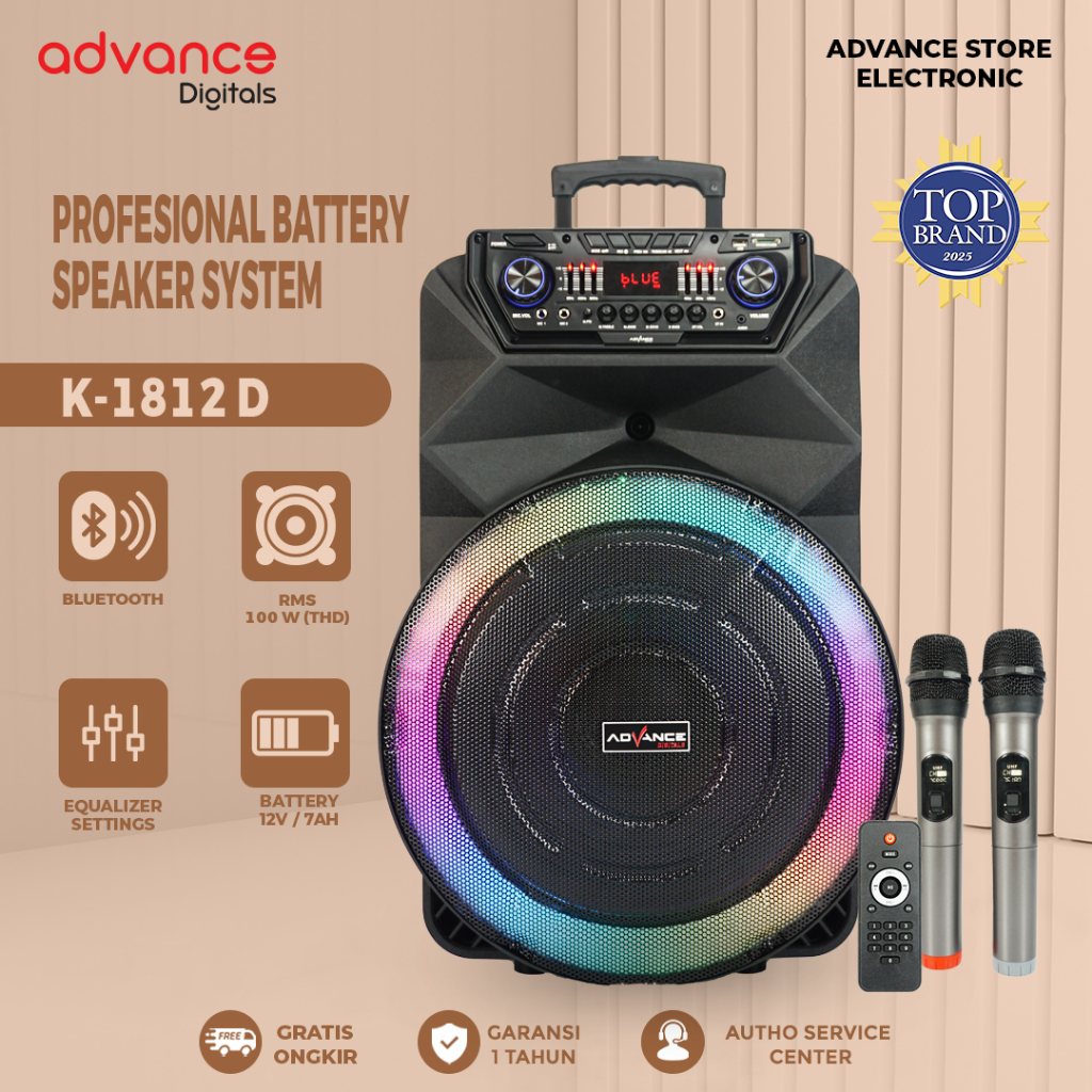 Advance K1812-D Speaker Bluetooth 2 Mic Wireless Bluetooth Garansi 12 Bulan