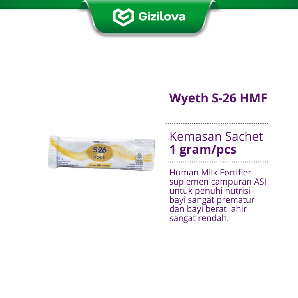 GiziLova | Wyeth S-26 HMF (Human Milk Fortifier) Gold Sachet 1 gram Nutrisi Bayi BBLR Prematur