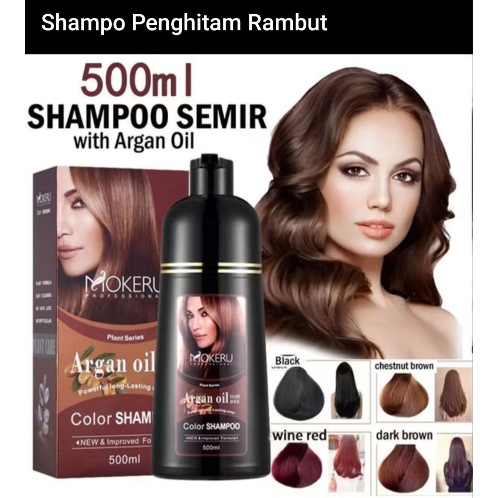 Shampo Pewarna Rambut Herbal 500ml/Shampo Semir Rambut Hitam